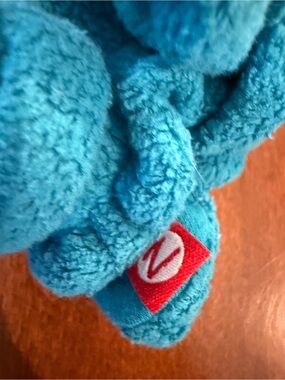 Zutano Blue Plush Kids Hat with Red 'V' Tag